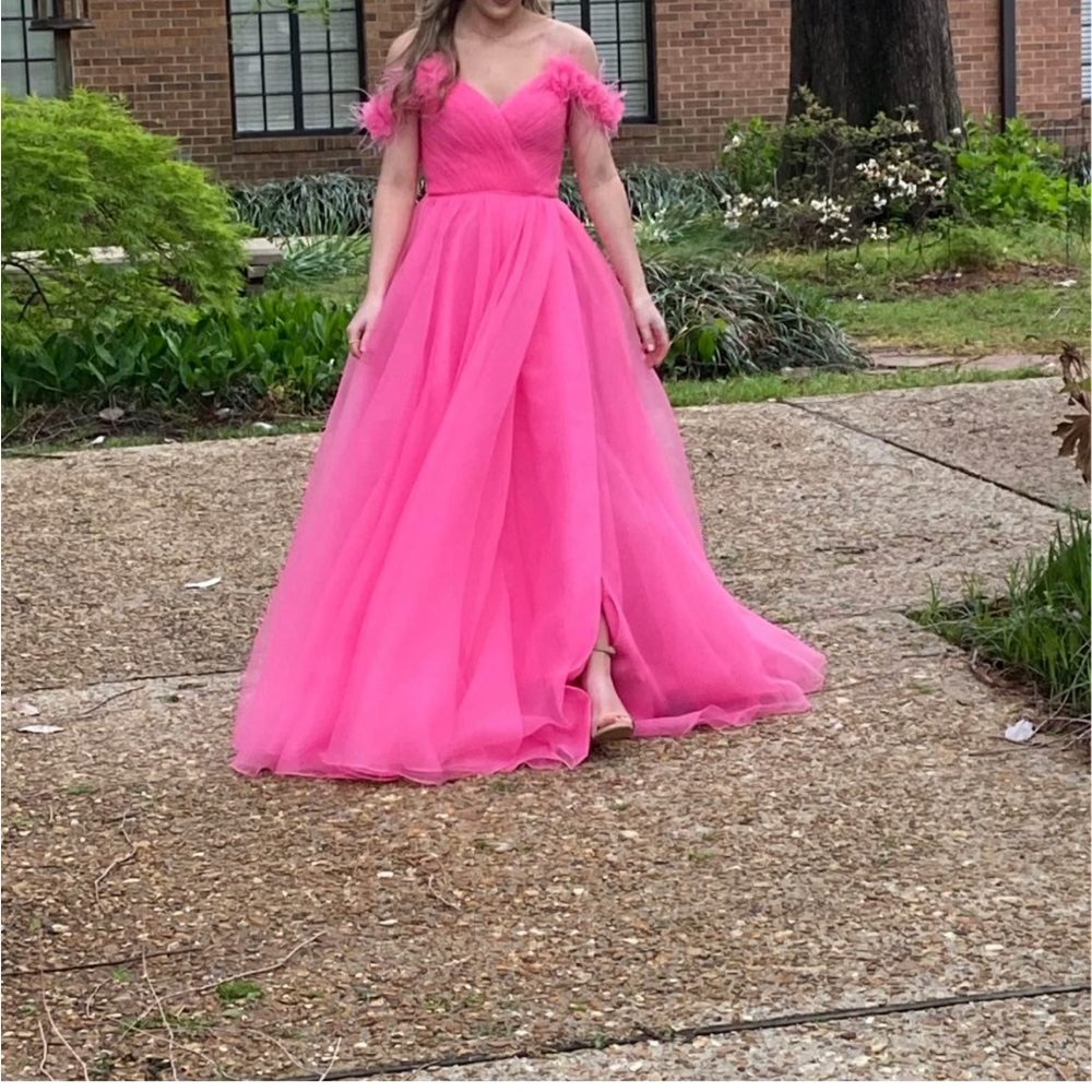 Elegant Pink Off-Shoulder Gown